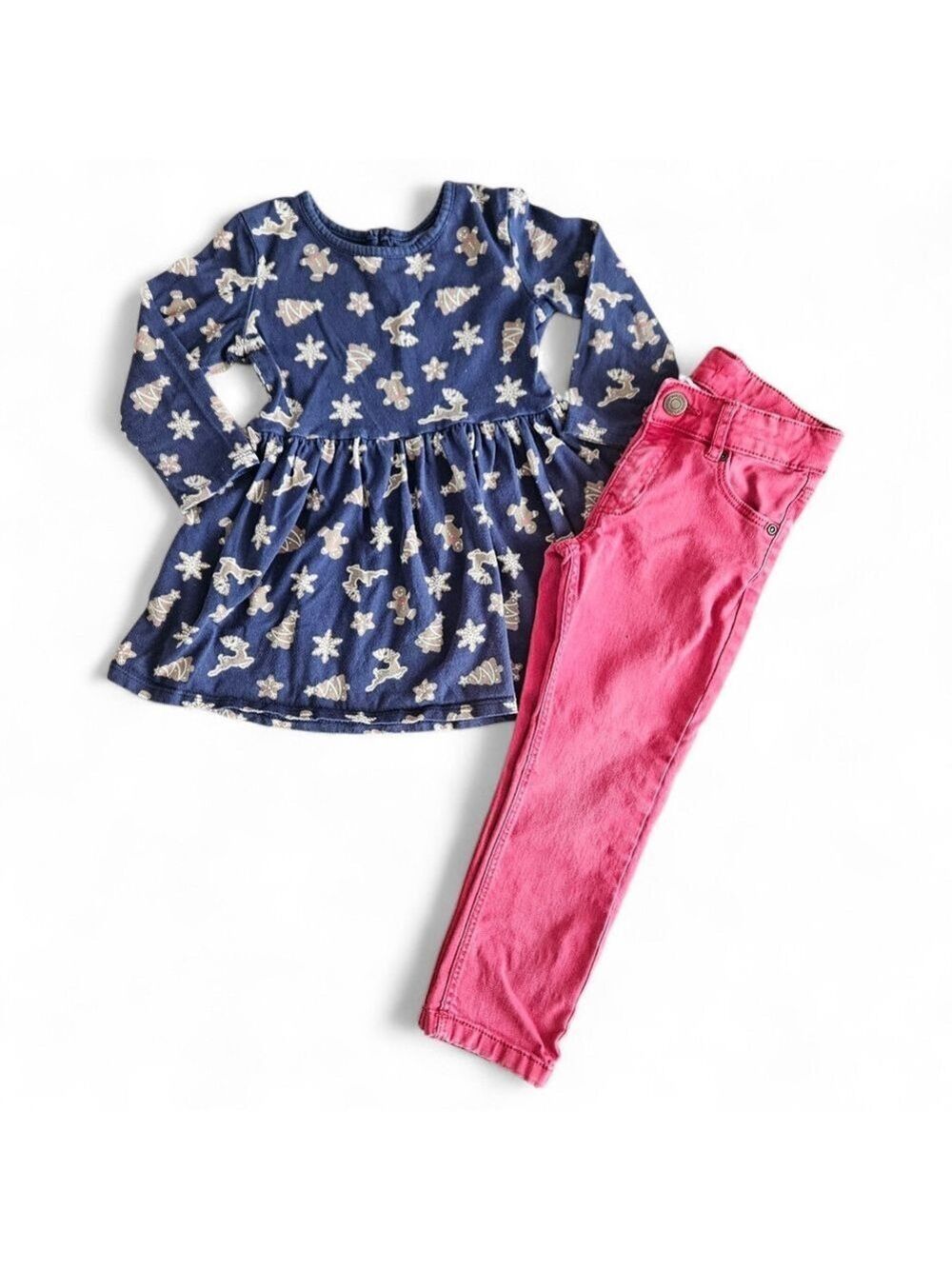 5/$25 Toddler Girls George Holiday Shirt & Red H&M Pants Size 2T